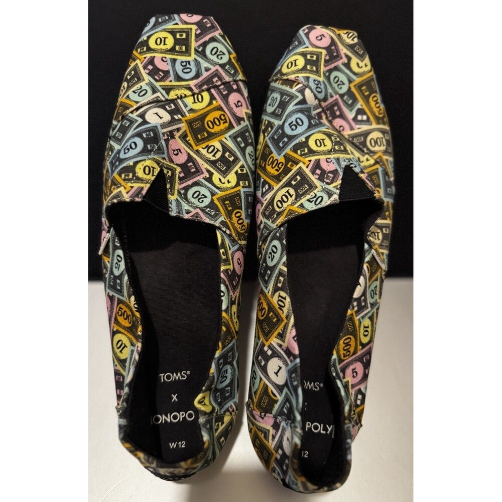 TOMS x Monopoly Money Slip-on Shoes, Women's Size 12